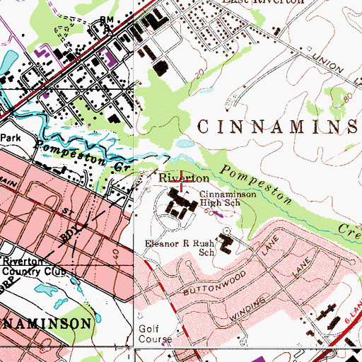 Topographic Map of Riverton, NJ