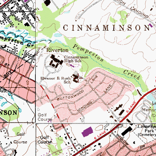 Topographic Map of Eleanor Rush Intermediate School, NJ