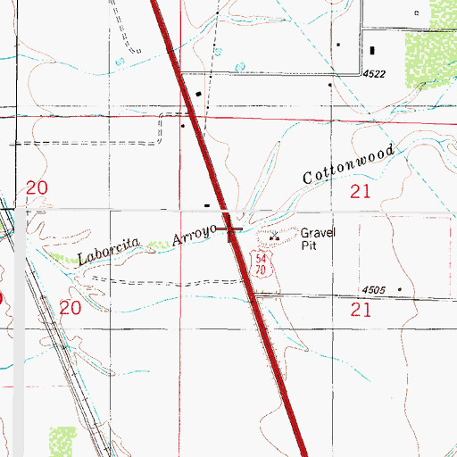 Topographic Map of Cottonwood Wash, NM