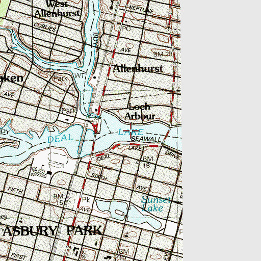 Topographic Map of Deal Lake, NJ