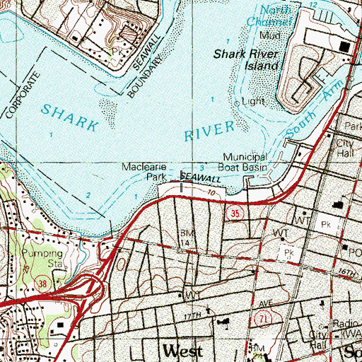 Topographic Map of Maclearie Park, NJ
