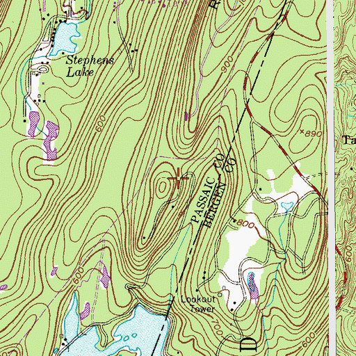 Topographic Map of Ramapo Mountain State Forest, NJ