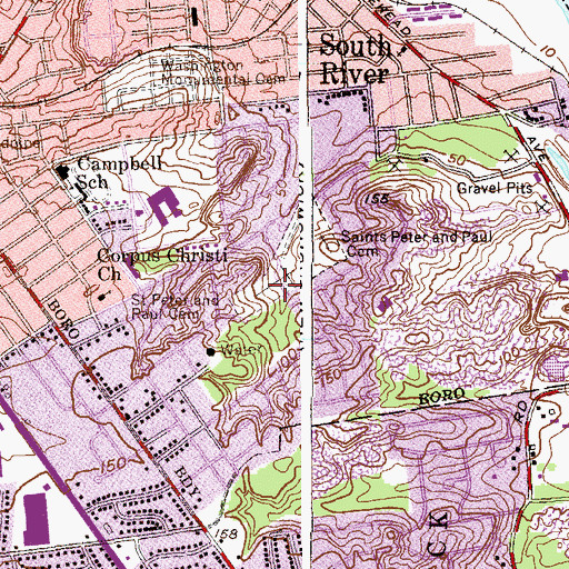 Topographic Map of Saints Peter and Paul Cemetery, NJ