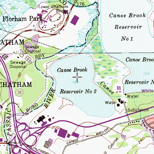 Topographic Map of Canoe Brook Reservoir Number 2, NJ