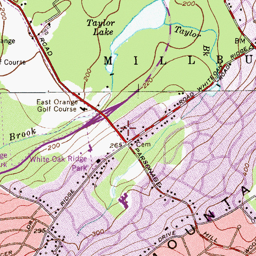 Topographic Map of White Oak Ridge Park, NJ