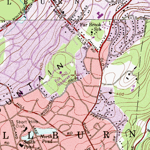Topographic Map of Fox Hill Reserve, NJ