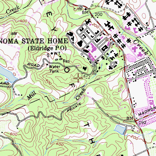 Topographic Map of Eldridge Cemetery, CA