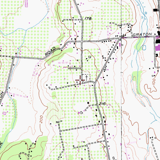 Topographic Map of Gilliam Cemetery, CA