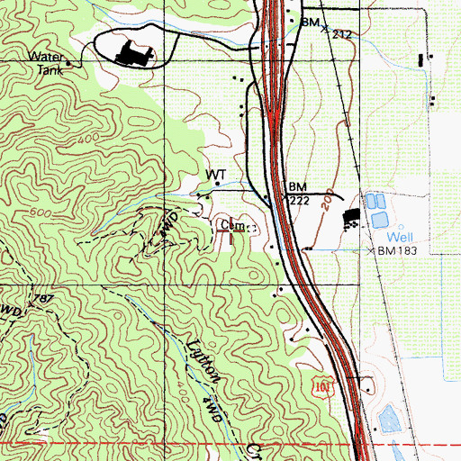 Topographic Map of Long Ranch Family Cemetery, CA