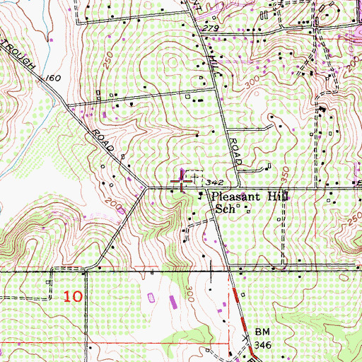 Topographic Map of Pleasant Hills Memorial Park, CA