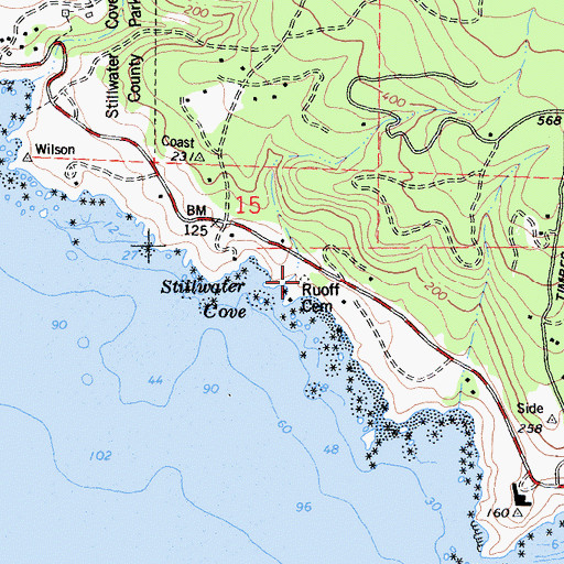 Topographic Map of Ruoff - Thomas Cemetery, CA