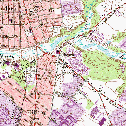 Topographic Map of Saint John's Episcopal Cemetery, NJ