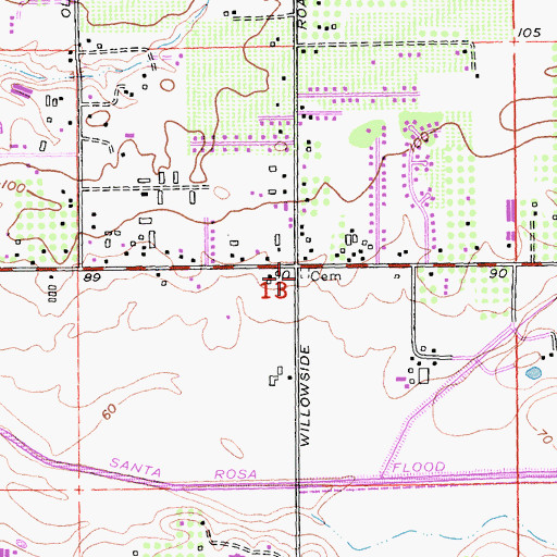 Topographic Map of Steele Family Cemetery, CA
