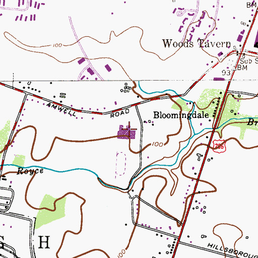 Topographic Map of Hillsborough High School, NJ