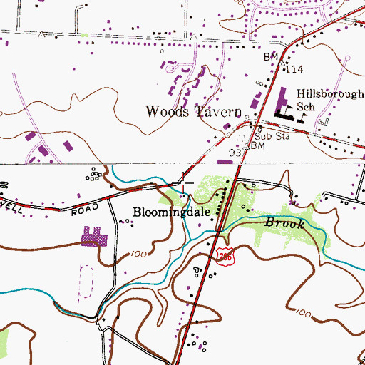 Topographic Map of Hillsborough Church, NJ