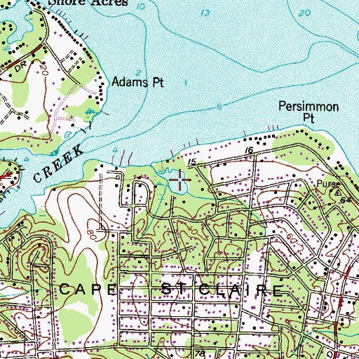 Topographic Map of Lake Claire, MD
