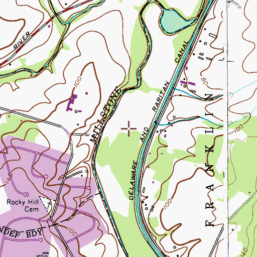 Topographic Map of Delaware and Raritan State Park, NJ