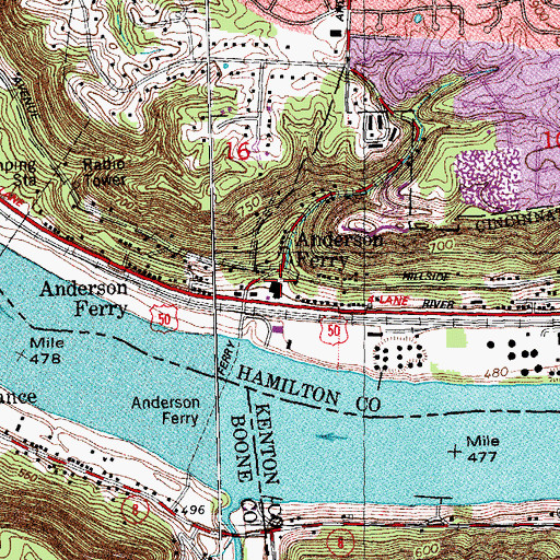 Topographic Map of Andersons Ferry Post Office (historical), OH