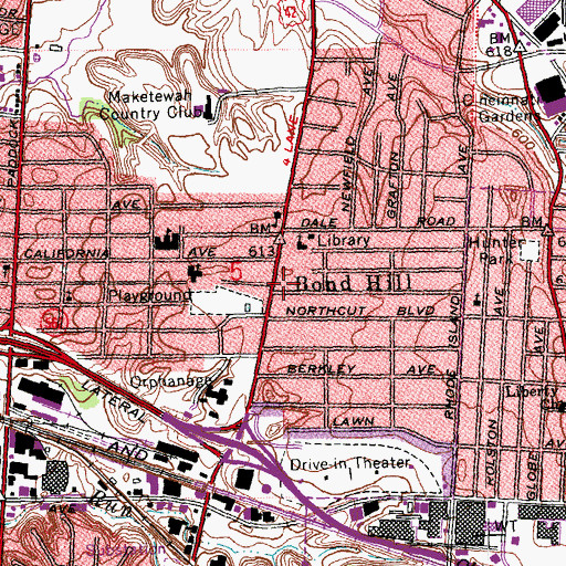 Topographic Map of Bond Hill Post Office (historical), OH
