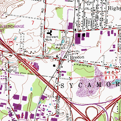 Topographic Map of Brecon Post Office (historical), OH