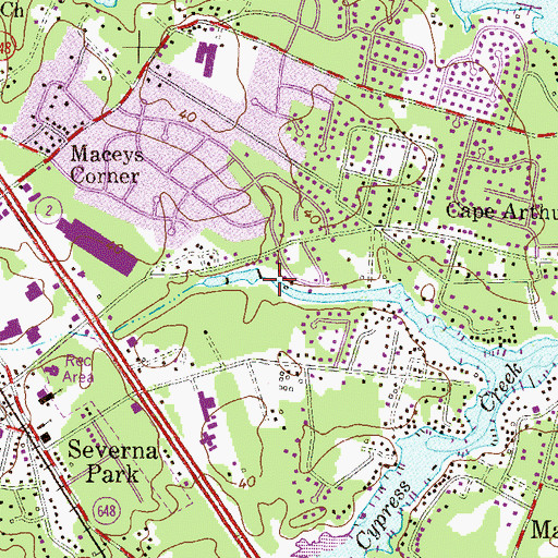 Topographic Map of North Cypress Branch, MD