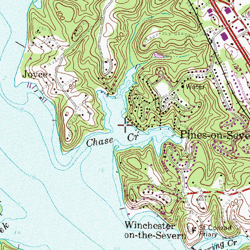 Topographic Map of North Fork Chase Creek, MD