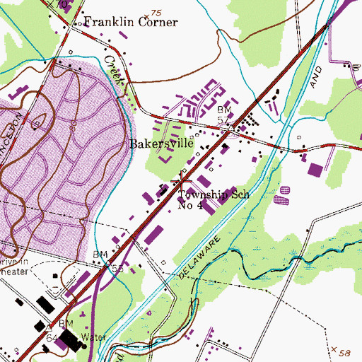 Topographic Map of Township School Number 4, NJ