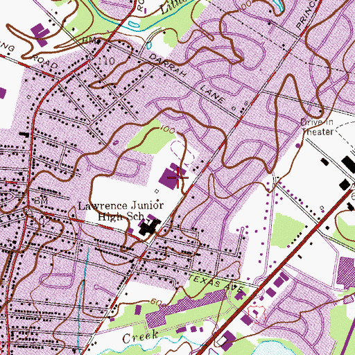 Topographic Map of Lawrence High School, NJ