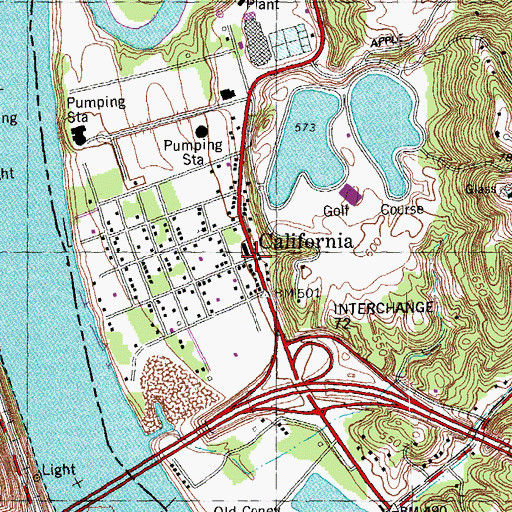 Topographic Map of California Post Office (historical), OH