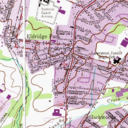 Topographic Map of Eldridge Park Elementary School, NJ