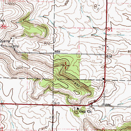 Topographic Map of Abrahams Woods State Natural Area, WI