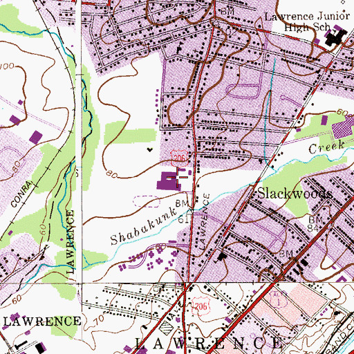 Topographic Map of Notre Dame High School, NJ