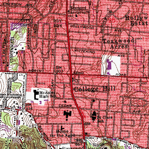 Topographic Map of College Hill Post Office (historical), OH