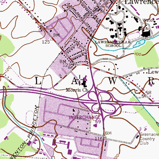 Topographic Map of Morris Hall Cemetery, NJ