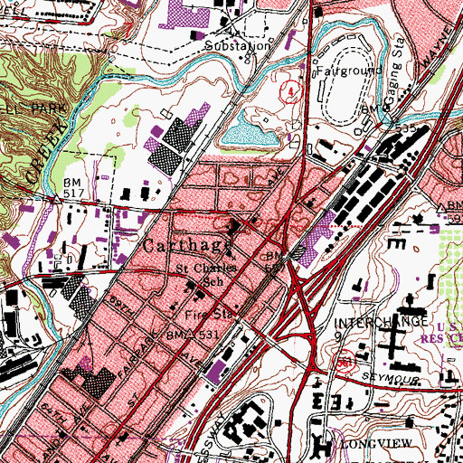 Topographic Map of Carthage Post Office (historical), OH