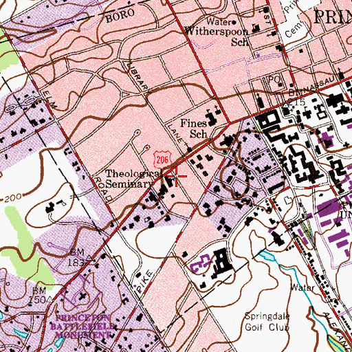 Topographic Map of Princeton Theological Seminary, NJ