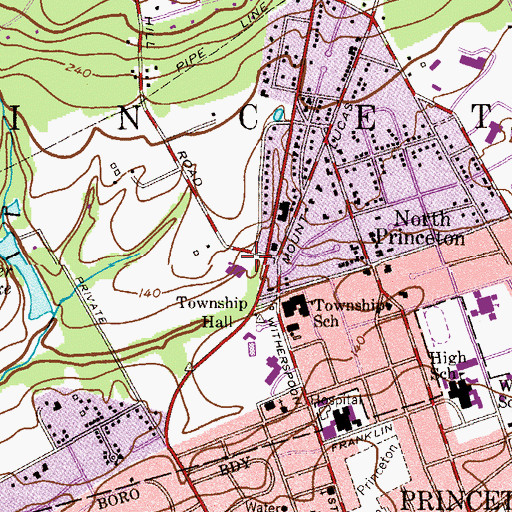 Topographic Map of The Church of Princeton, NJ