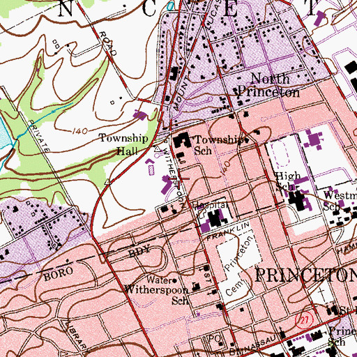 Topographic Map of Community Park Elementary School, NJ