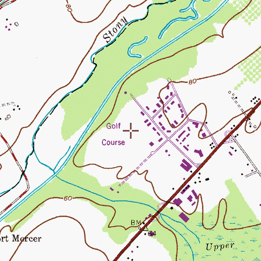 Topographic Map of Princeton Country Club, NJ