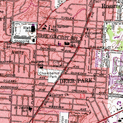 Topographic Map of Deer Park Post Office (historical), OH