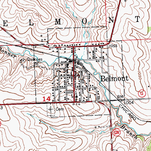 Topographic Map of Belmont - Whig United Methodist Church, WI