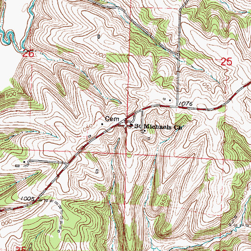 Topographic Map of Saint Michaels Catholic Cemetery, WI