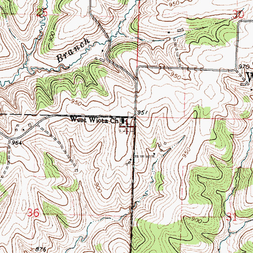 Topographic Map of West Wiota Lutheran Cemetery, WI
