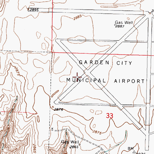 Topographic Map of Garden City Army Air Field (historical), KS