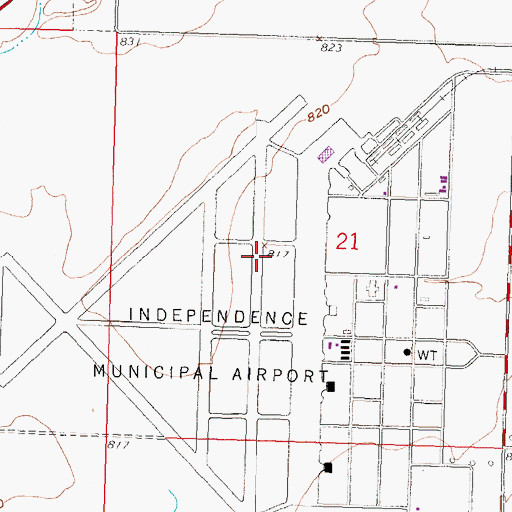 Topographic Map of Independence Army Air Field (historical), KS