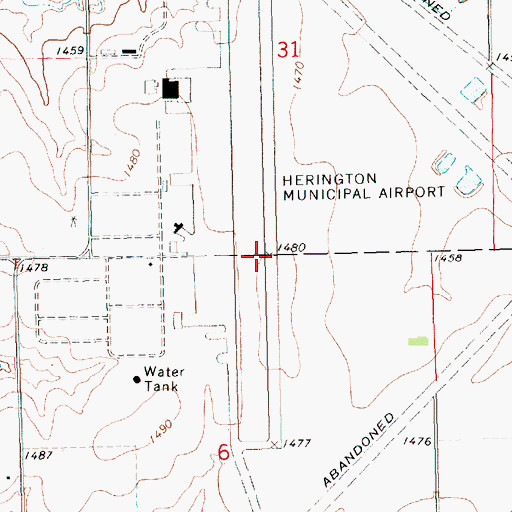 Topographic Map of Herington Army Air Field (historical), KS