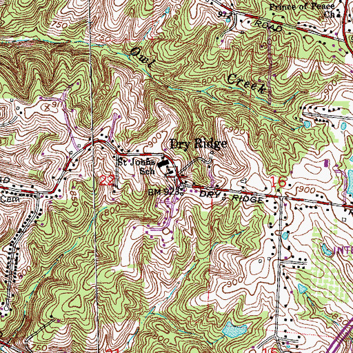 Topographic Map of Dry Ridge Post Office (historical), OH