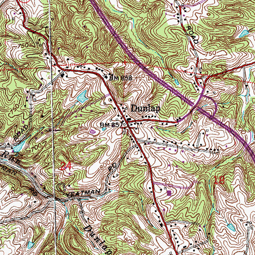 Topographic Map of Dunlap Post Office (historical), OH
