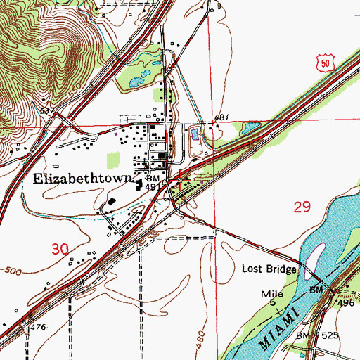 Topographic Map of Elizabethtown Post Office (historical), OH