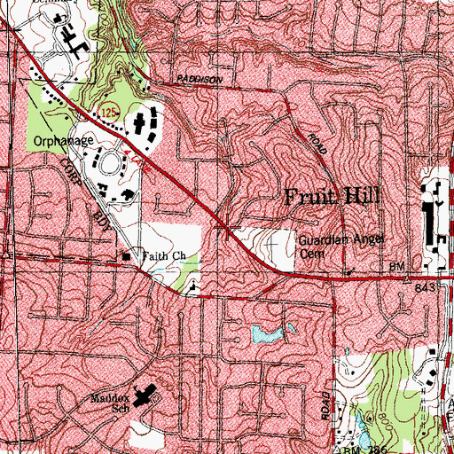 Topographic Map of Fruithill Post Office (historical), OH